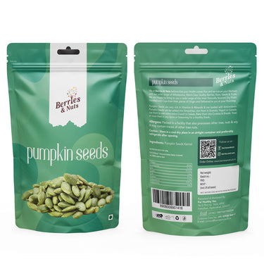 Berries And Nuts Raw Pumpkin Seed Kernels | Super Food, Antioxidant Rich Seeds | 400 Grams | 2 Pack of 200 Grams